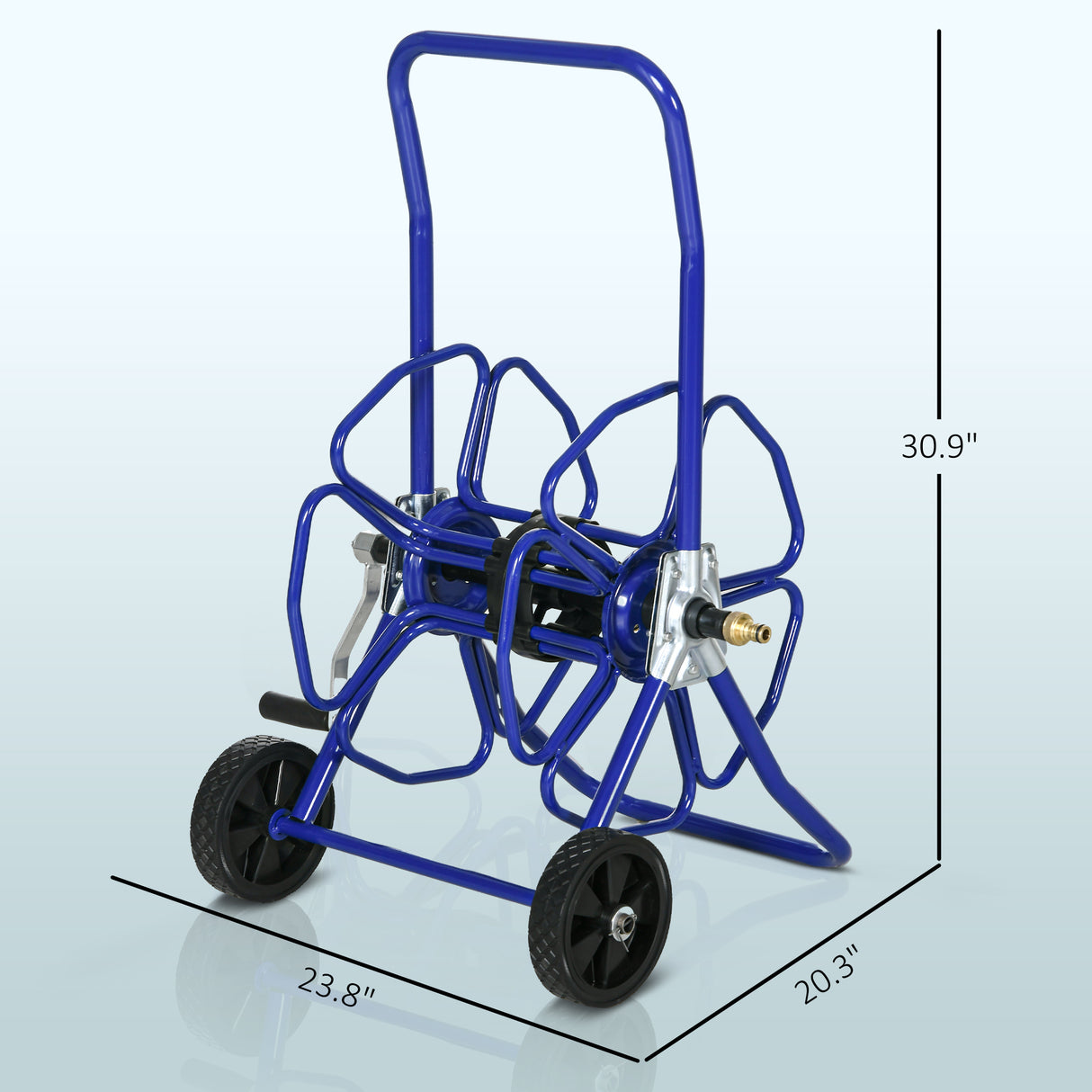 Tragbarer Garten-Wasserschlauchwagen für bis zu 98 Fuß 5/8-Zoll-Schlauch (Schlauch nicht im Lieferumfang enthalten) mit Rädern für Gartenrasen – Blau