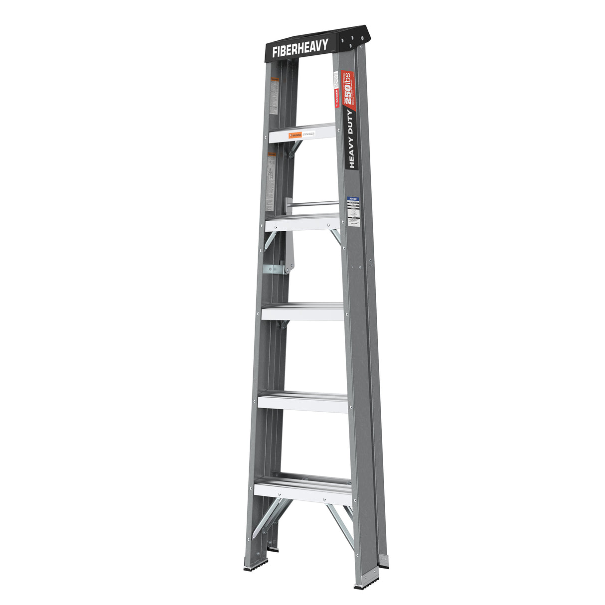 Fiberglass Step Ladder 6-foot 250lbs--Gray