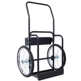 Large Dual Oxygen Tank Cart Dolly Double Cylinder 20" Pneumatic Wheels Includes two Fastening Belts Black