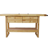 60in Wooden Workbench na may 4 na Drawers para sa Garage Workshop at Home--Natural