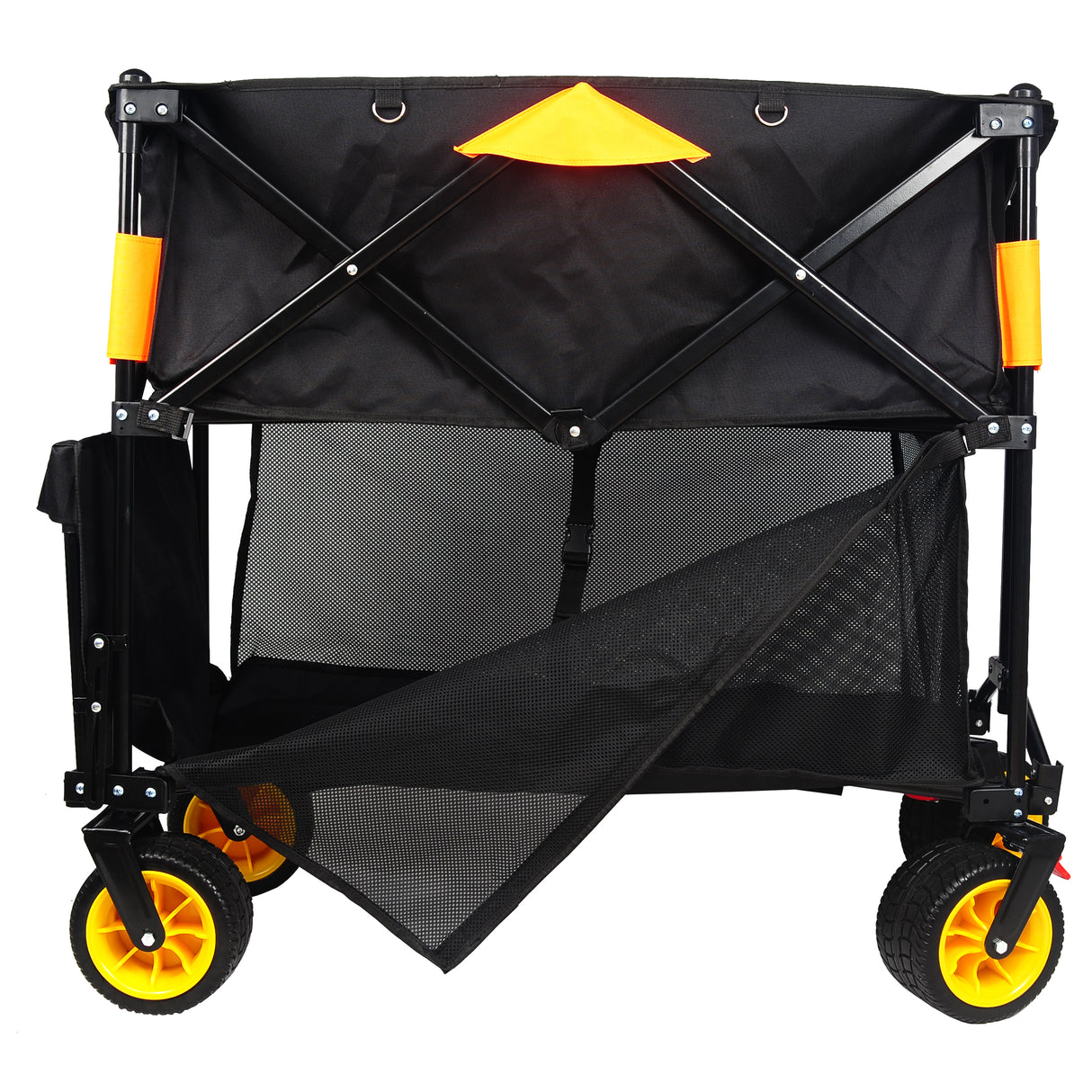 Big Large Capacity Folding Cart Extra Long Extender Wagon Folding Garden Shopping Beach Cart Black Orange