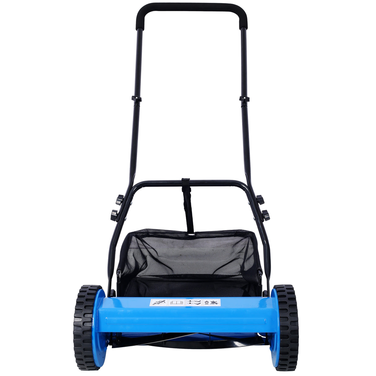 Cortacésped de carrete de empuje de 5 cuchillas de 16 pulgadas con recogedor de césped azul