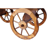 Wood Wagon Flower Planter Pot Stand W/Wheels Home Garden Outdoor Decor Brown