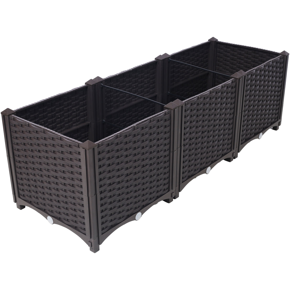 47,2" L X 15,7" D X 14,7" H Diep verhoogd tuinbed Plastic plantenbakken voor groenten, bloemen, kruiden en vetplanten Zelfwater gevend Verhoogd - Bruin