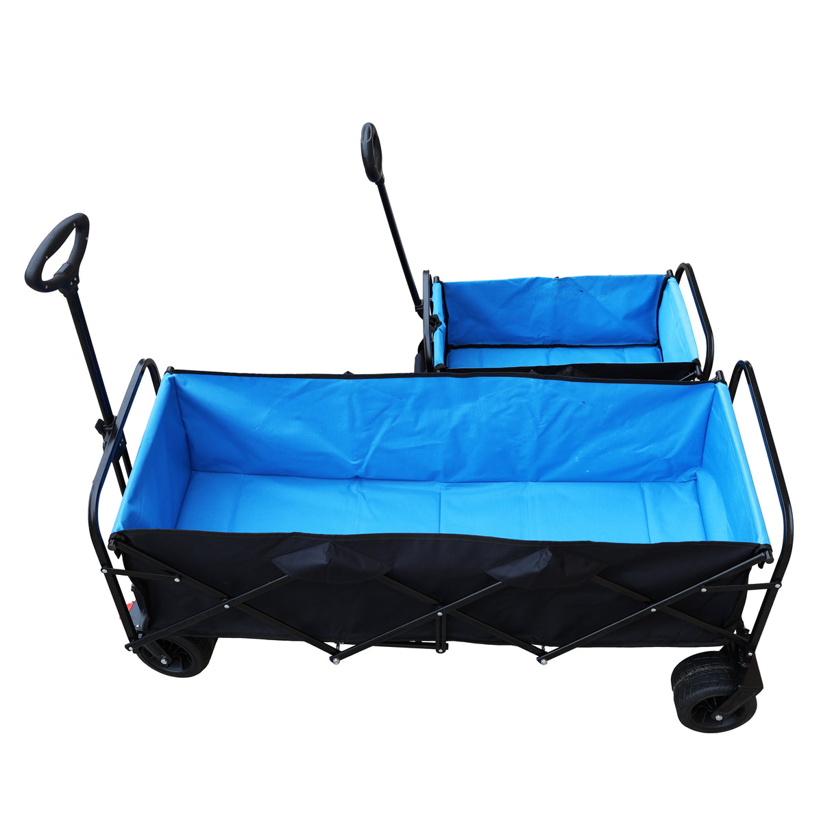 Big Large Capacity Folding Cart Extra Long Extender Wagon Garden Shopping Beach Black Blue