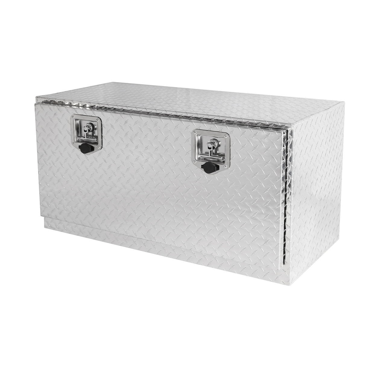 Caja de herramientas de aluminio negro resistente de 36 pulgadas para almacenamiento debajo de la carrocería del remolque del camión+cerraduras con llave de pestillo con mango en T de 36 pulgadas (36 pulgadas × 17,1 pulgadas × 17,9 pulgadas)