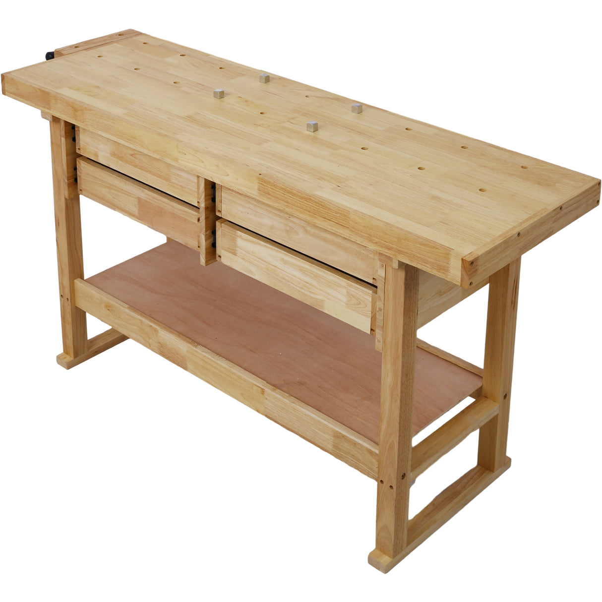 60in Wooden Workbench na may 4 na Drawers para sa Garage Workshop at Home--Natural