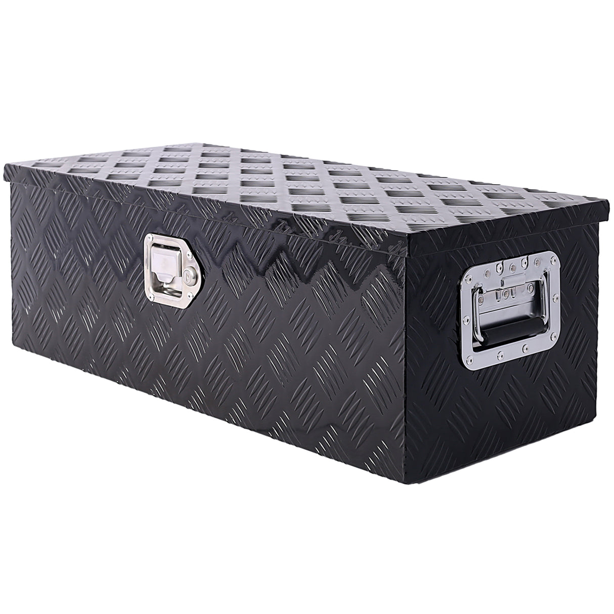 Caja de herramientas de aluminio de 30 pulgadas, caja de camión resistente, almacenamiento para camioneta y remolque al aire libre, organizador para RV, parte inferior con llaves de bloqueo, color negro