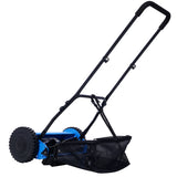 16-Inch 5-Blade Push Reel Lawn Mower with Grass Catcher Blue