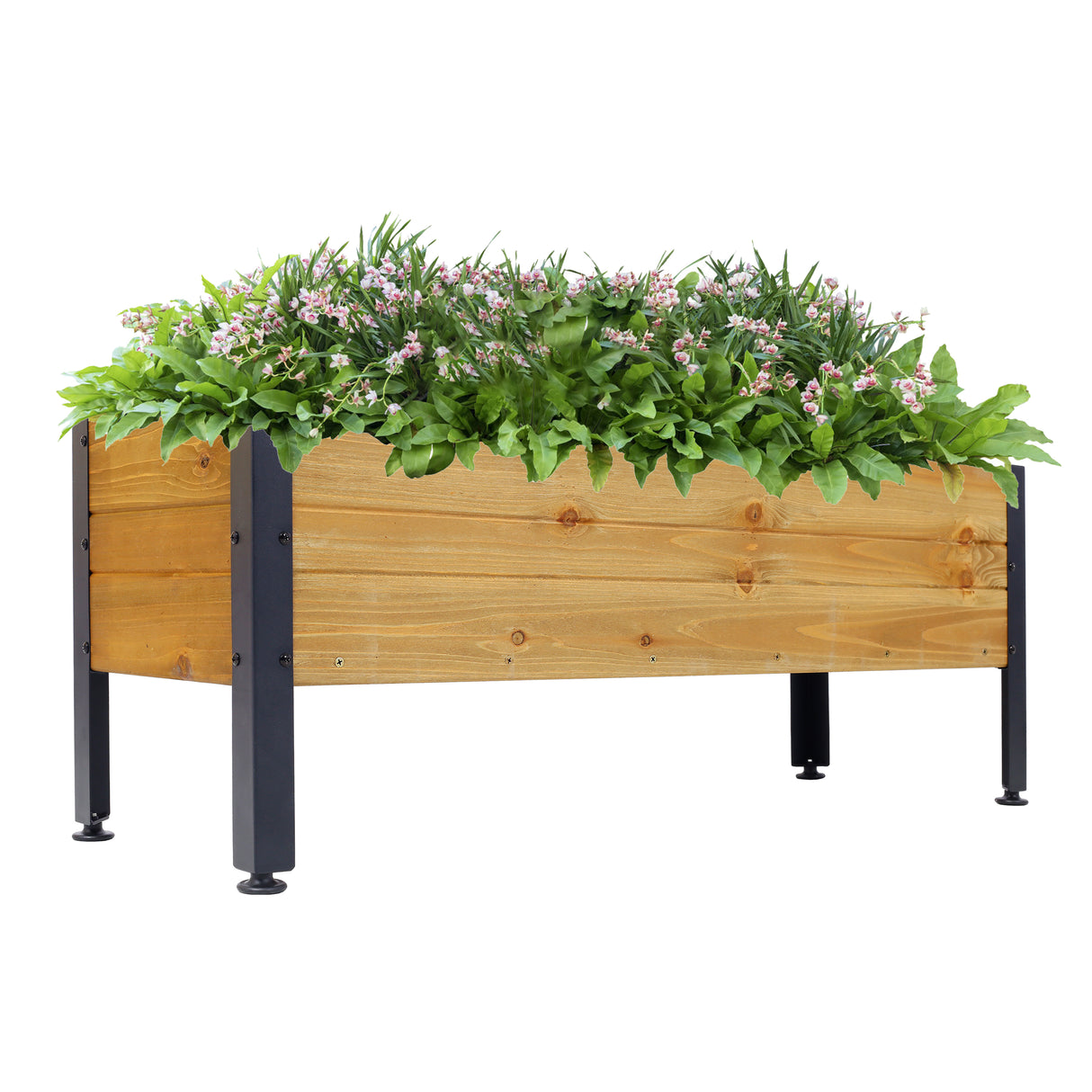 Wood Rectangular Garden Planter Box Raised Bed Outdoor Elevated Herbs Vegetables Flowers Great Patio Deck Balcony