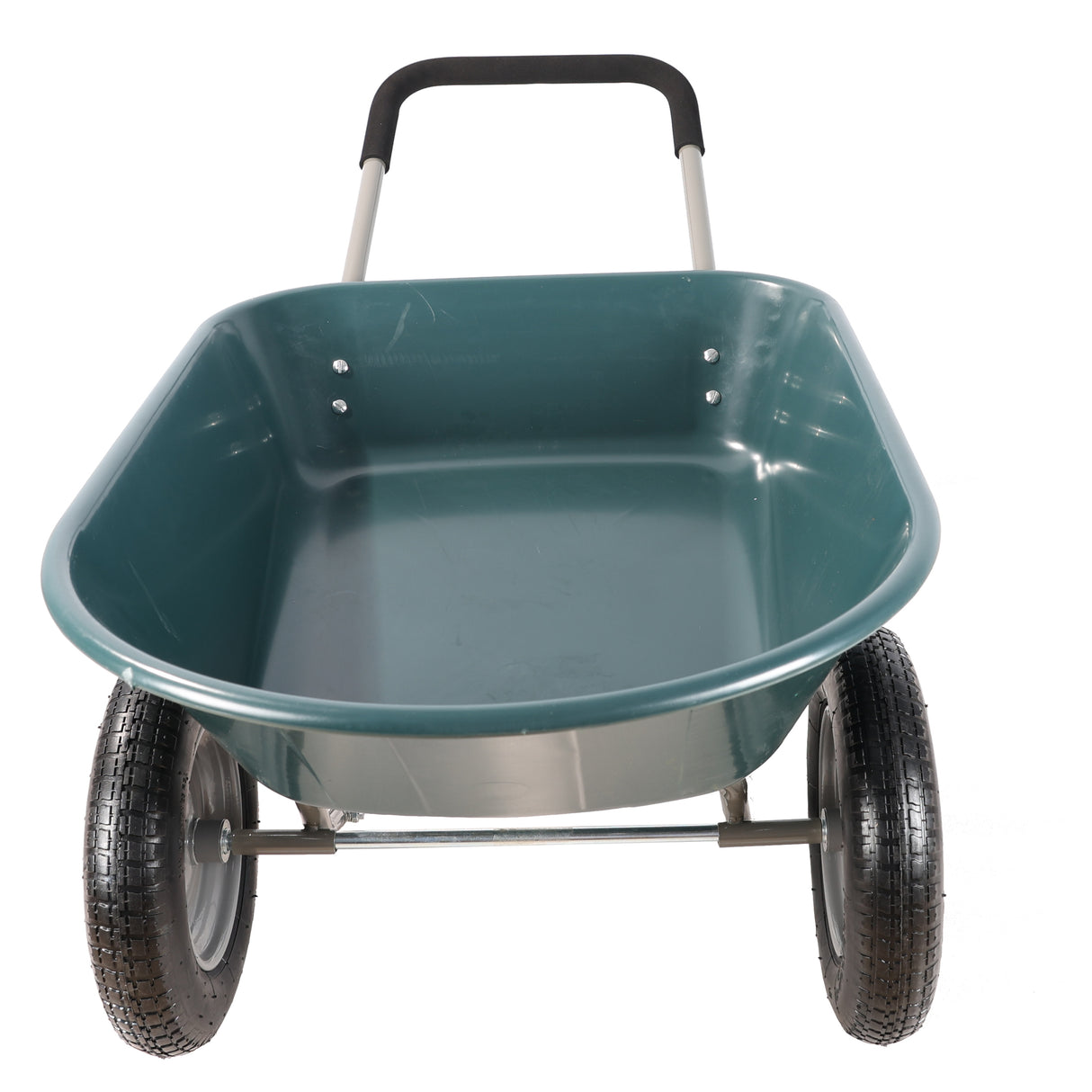 Wheel Barrow Two wheeled Trolley for Green Garden 15 inch Pneumatic 300 lbs Capacity