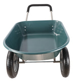 Wheel Barrow Two wheeled Trolley for Green Garden 15 inch Pneumatic