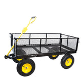 Grand chariot de jardin, camions de transport de bois de chauffage, charge statique maximale 880 lb, jaune et noir