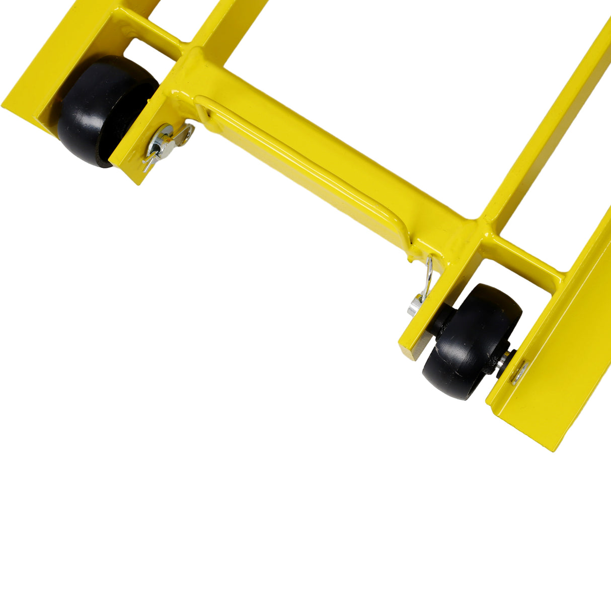 Gato elevador hidráulico para motocicleta, capacidad de 1500 libras, mesa portátil de tijera ATV con 4 ruedas, soporte de elevación accionado por el pie con amarre, color amarillo