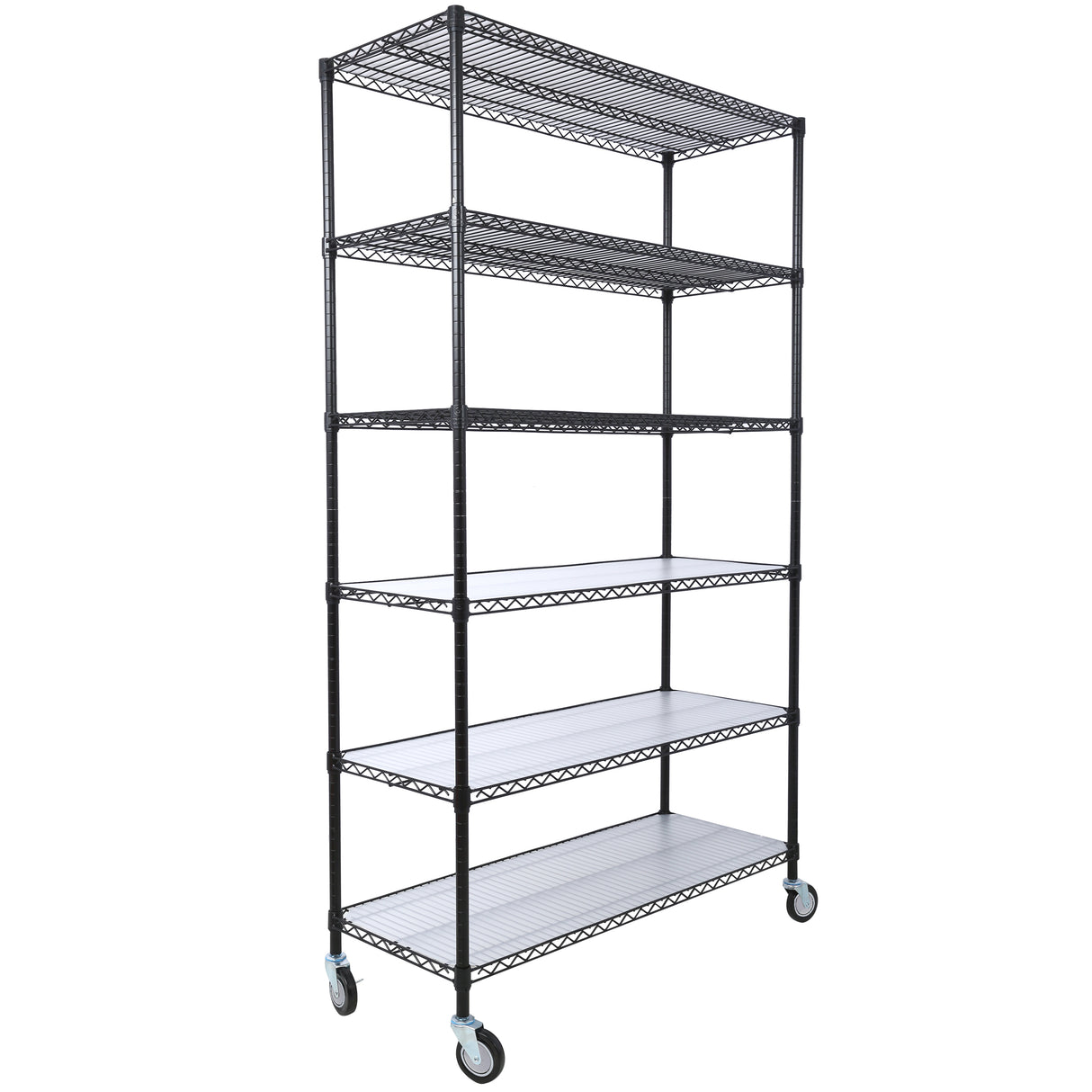 6 Tier 6000lbs Capacity NSF Metal Shelf Wire Shelving Unit Heavy Duty Adjustable Storage Rack na may Mga Gulong at Shelf Liner para sa Commercial Grade Utility Steel Storage Rack Black 84"H x 48"L x 20"D