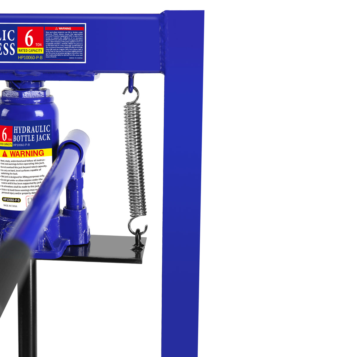 Steel H-Frame Hydraulic Garage Shop Floor Press with Stamping Plates and Pressure Gauge 6 Ton Capacity-Blue