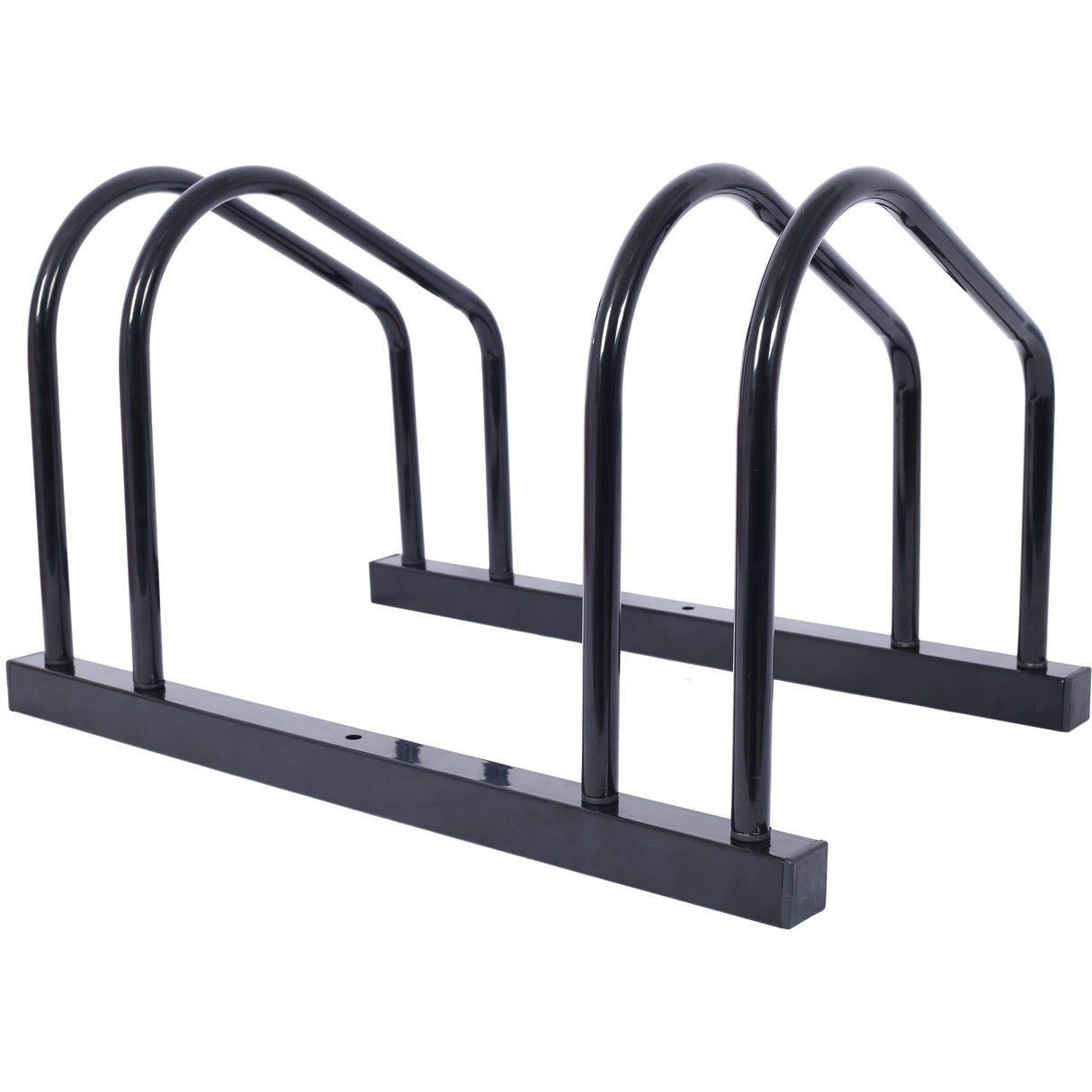 2 Bikes Floor Bike Stand Parking Rack Garage Storage Indoor/Outdoor 22-28" Wheel Max Tire Width 2.15" Black Painted