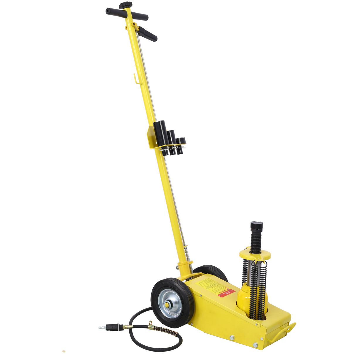 22 Ton Hydraulic Floor Jack Air-Operated Axle Bottle na may 4 Extension Saddle Set Built-in Wheels Yellow