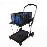 Folding Service Cart with Wheels Double-Decker For Shopping Library Office Warehouse Moving