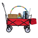 Chariot de plage pour courses de jardin, chariot pliable rouge