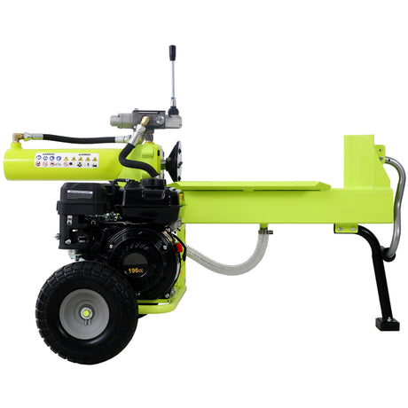 Log Splitter Portable 20 Ton Auto Return Ram System 7HP Engine Horizontal Full Beam Steel Wedge Firewood Splitting Forestry Harvesting EPA Compliant--Green