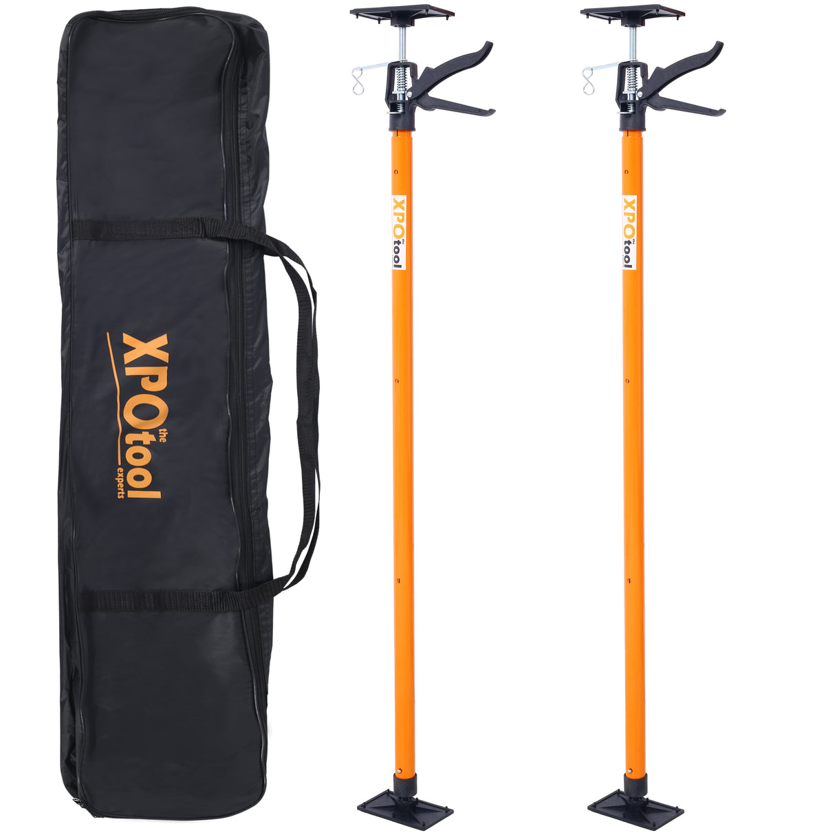 2 Pack Adjustable Support Pole Steel 3rd Hand System Rod para sa Jacks Cargo Bars Drywalls Cabinet Jacks para sa Pag-install ng Cabinets Extends mula 45 hanggang 114 Inch na may Carry Bag--Orange