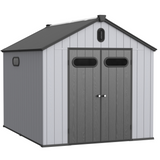 8×10ft Plastic Storage Shed para sa Backyard Garden Big Spire Tool Black Gray