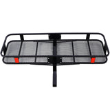 Cesta transportadora de carga con montaje de enganche de 60" x 21" x 6" + bolsa de carga impermeable de 16 pies cúbicos (56" 20" 20") Capacidad de peso de transporte de 500 libras y un brazo plegable con red estabilizadora de enganche y correas