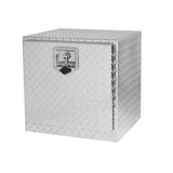 18 Inch Heavy Duty Aluminum Diamond Plate Tool Underbody Box Waterproof Square Truck Storage Organizer Chest for Pick Up Bed RV Trailer with T-Handle Lock and Keys Silver