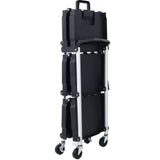 3 Layers Folding Collapsible Service Cart Pack-N-Roll Black 50 Lb. Load Capacity Per Shelf