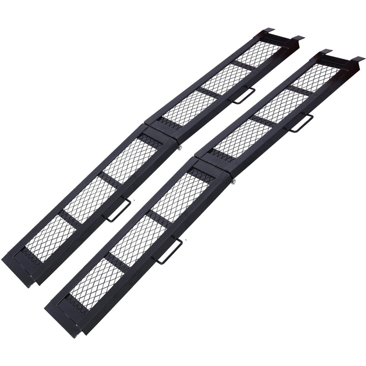 80" Steel Loading Ramp 800LBS Capacity Portable Motorcycle Folding ATV para sa Pick up Truck Black Pack of Pares