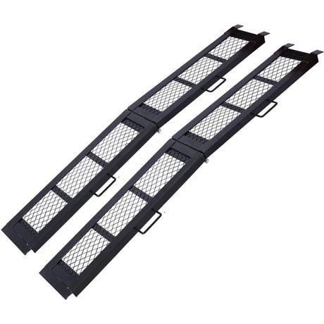 80" Steel Loading Ramp 800LBS Capacity Portable Motorcycle Folding ATV para sa Pick up Truck Black Pack of Pares