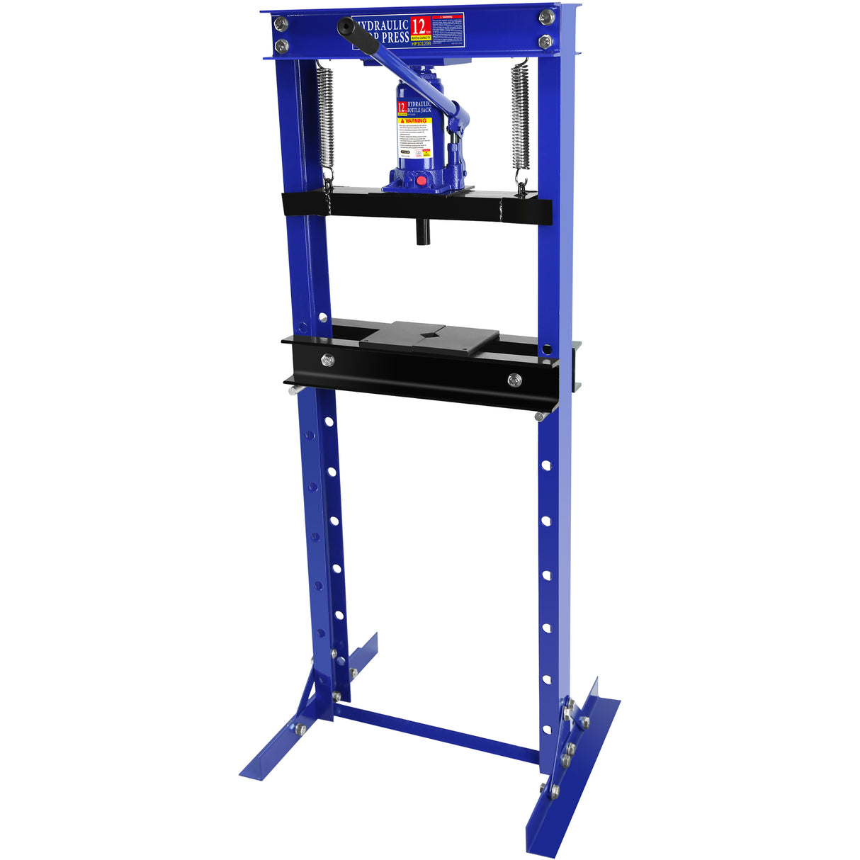 Hydraulic 12 Ton H-Frame Garage Floor Adjustable Shop Press with Plates Blue