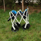 Chariot pliant de jardin, de courses, de plage, blanc, noir, bleu