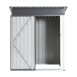 5x3x6ft Garden Metal Storage Lifter Shed Outdoor Storing Tools Rainproof Hinge Door Version Gray White