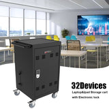 Carro de carga móvil y gabinete para tabletas, portátiles, 30 dispositivos con cerradura de combinación, negro