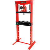 20 Ton Hydraulic Shop Floor Press Steel H-Frame na may mga Plate Adjustable Working Table Stand Jack para sa Mga Gear at Bearing Pula