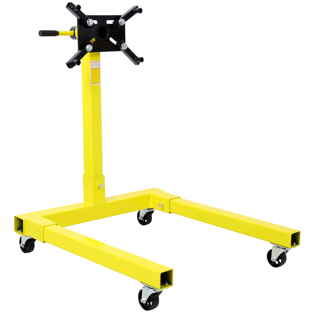 Engine Stand 1250 LBS Capacity 360 Degree Adjustable Mounting Head 4 Ball-Bearing Swivel Caster Wheels Heavy-Duty Square Steel Frame--Yellow