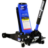 3T Hydraulic Ultra Low Floor Jack with Dual Pistons Quick Lift Pump Lifting Range 3.3"-19.7"