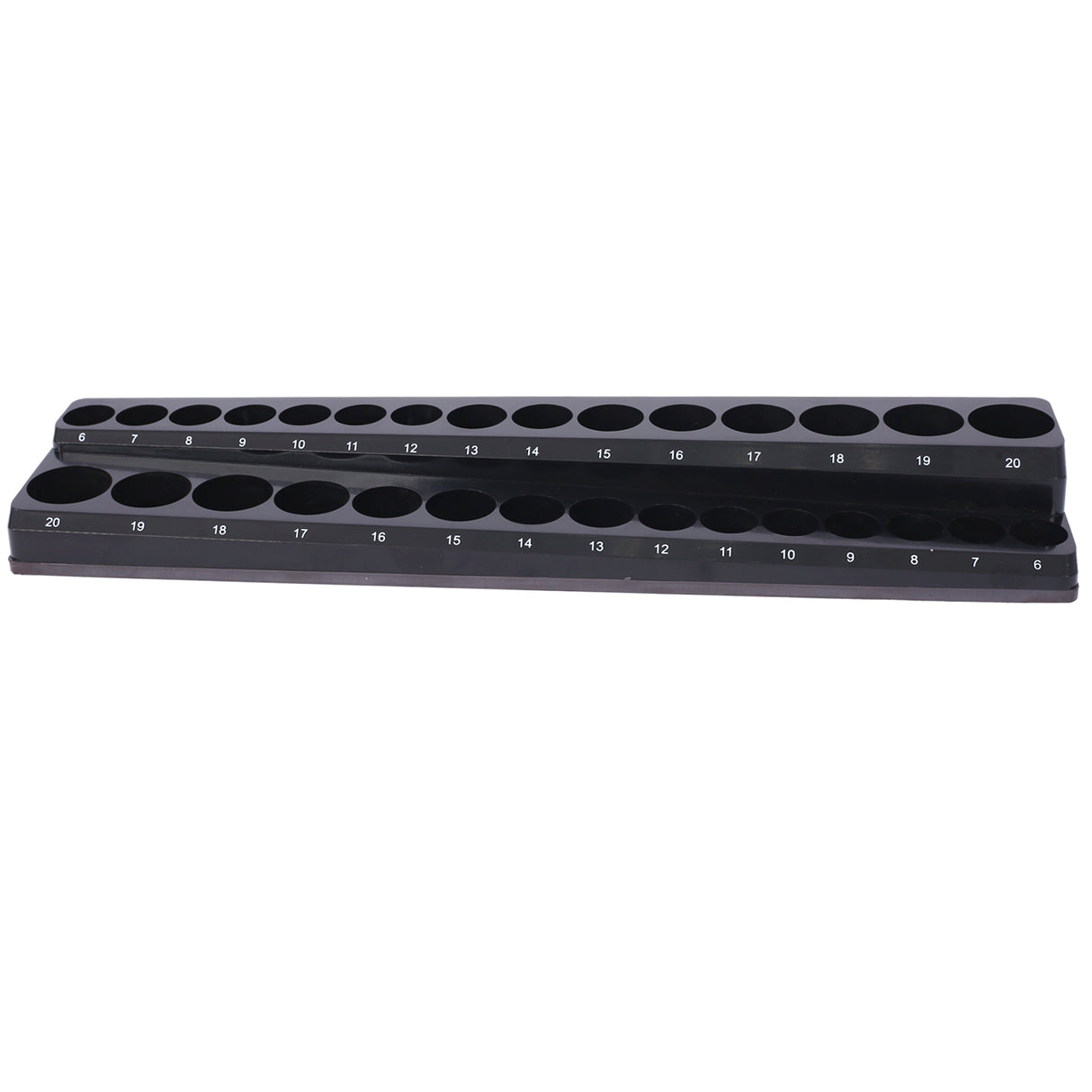 Ensemble de 6 supports de rangement de douilles magnétiques comprenant des plateaux métriques SAE de 1/4", 3/8" et 1/2" pouvant contenir 141 douilles de taille standard et de taille profonde (douille non incluse) - Vert et noir