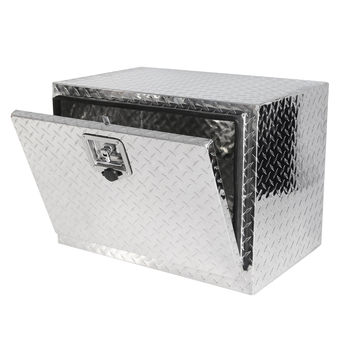 24 Inch Aluminum Stripes Plated Tool Box Pick Up Truck Bed RV Trailer Waterproof Square Storage Organizer with Lock and Keys 24"(24.2"×17.1"×17.9")