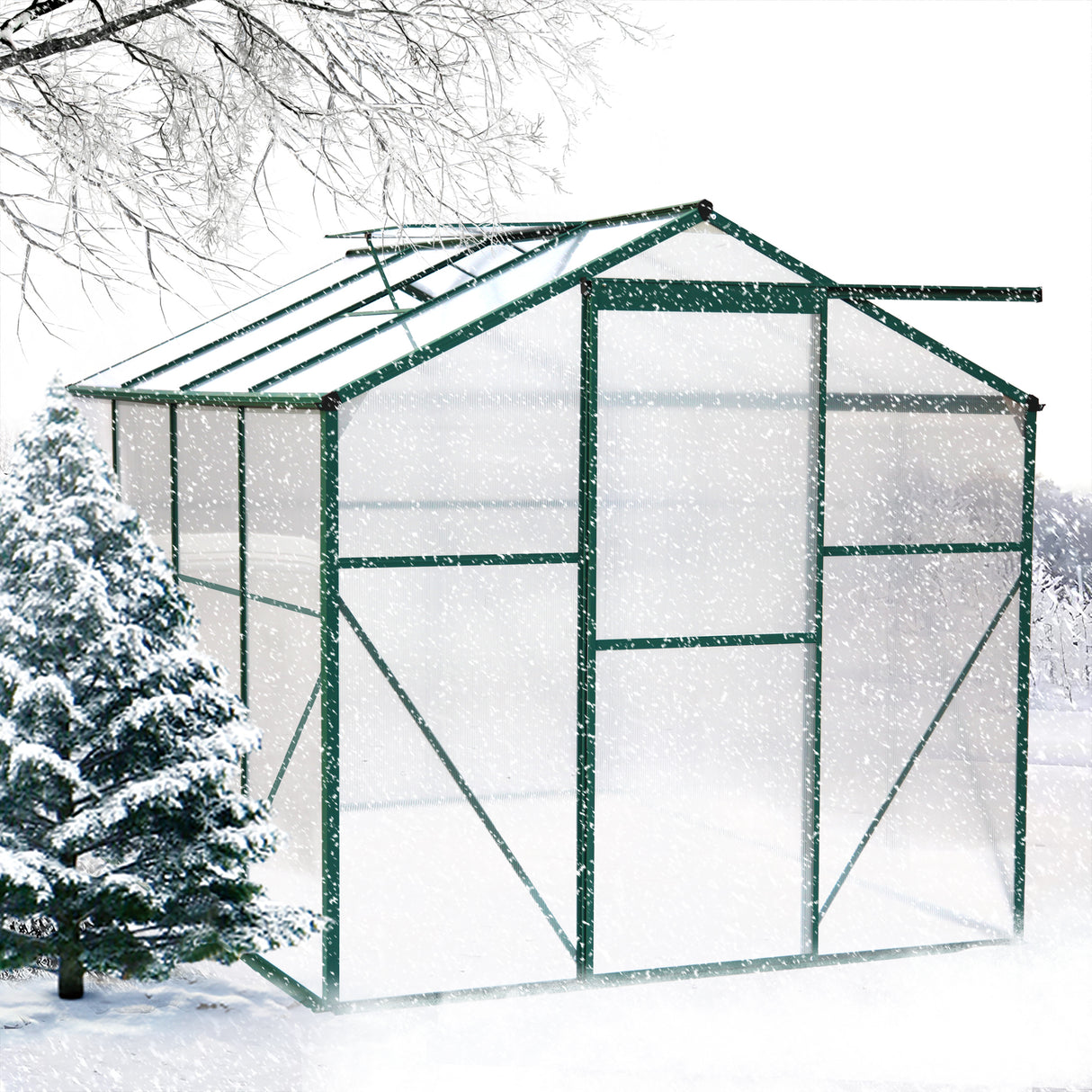 Polycarbonate Greenhouse 6'x 8' Heavy Duty Walk-in Plant Garden para sa Backyard/Outdoor