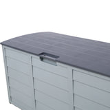 All Weather UV Pool Deck Box 250 lbs Capacity Storage Shed Bin Backyard Patio Outdoor w/ Wheel 75 Gallon Resin Deck Box-Organization and Storage for Furniture Cushions Garden Tools and Pool Toys--Gray