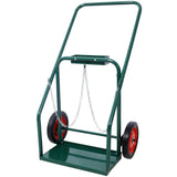 440lbs Capacity Cylinder Cart Welding Hand Truck Large Dual Oxygen Tank Dolly With 10-Inch Solid Rubber Wheels--Green