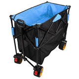 Carro plegable de gran capacidad, carro extensor Extra largo, carrito plegable para compras de jardín, carrito de playa, negro y azul