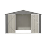 10X8 FT Outdoor Storage Shed Lahat ng Weather Metal na may Lockable Doors Tool para sa Patio ng Hardin sa Backyard Lawn Gray