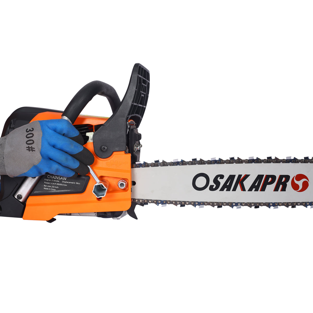 20inch 58cc Gasoline Chain Saw for Trees Wood Cutting 2-Cycle EPA Compliant Orange