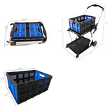 Folding Service Cart with Wheels Double-Decker For Shopping Library Office Warehouse Moving