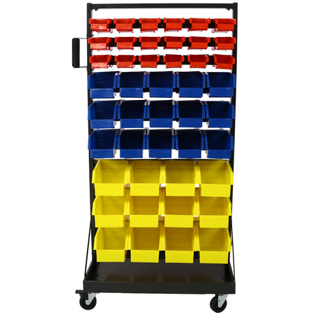 90 Parts Bin Shelving Storage Organizer na may Locking Wheels para sa Shop Garage at Home