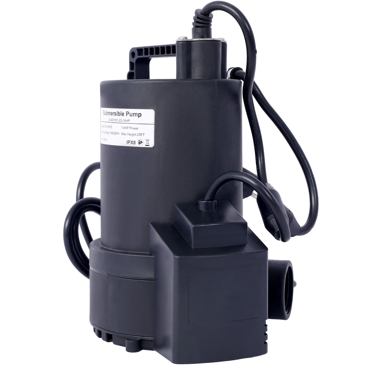 1/4 HP automatische zwembadafdekkingspomp 120 V dompelpomp met 3/4 terugslagklepadapter 1850 GPH waterverwijdering voor zwembad-bubbelbaden, daken, waterbedden en meer